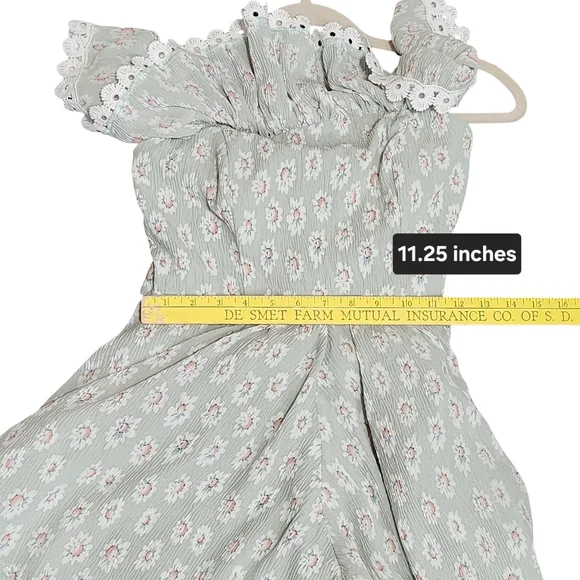 SAINTS SECRETS Womens Romper Small Sage Green Floral Lace Coquette Cottage Boho - Picture 11 of 11